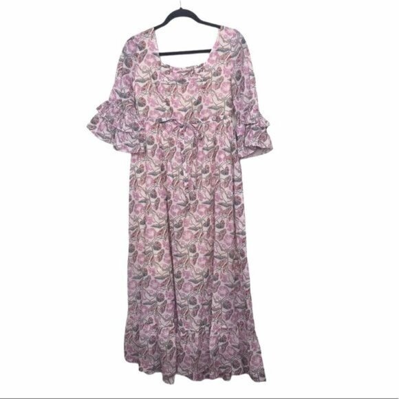 Alexa Chung Pink Pintuck Floral Maxi Dress NWT Size US 8 - Picture 1 of 13